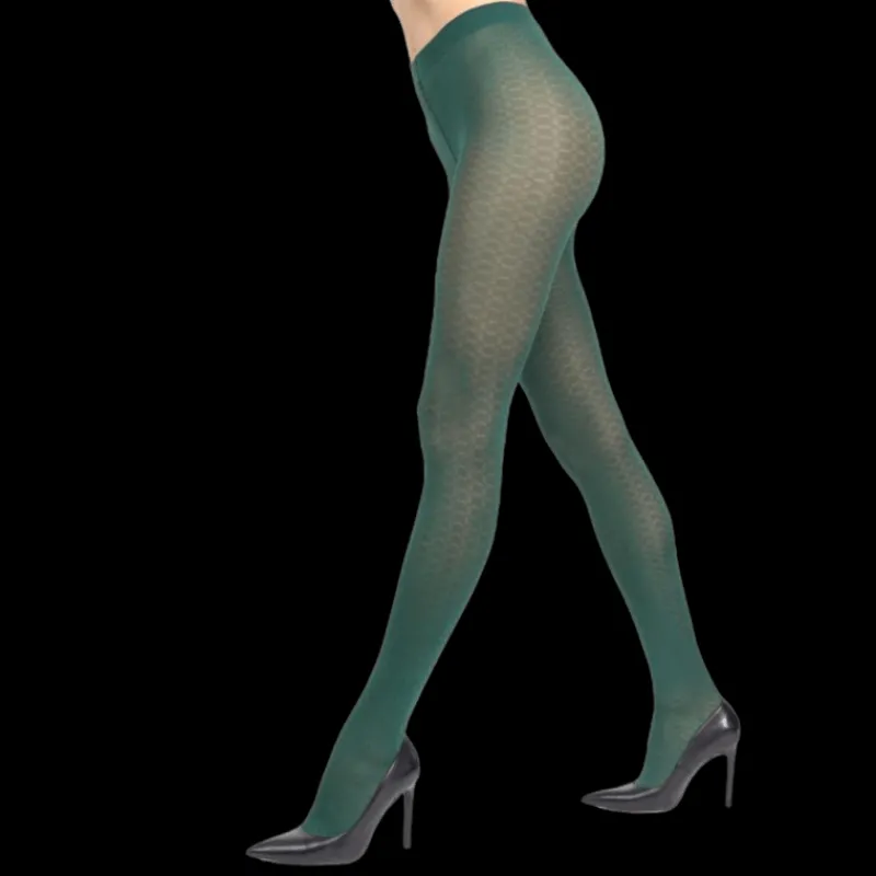 collant_femme__deniers__m_0-3.webp Femme Doré Doré Collants^Collant femme 60 deniers à motif géométriques - Vert thym