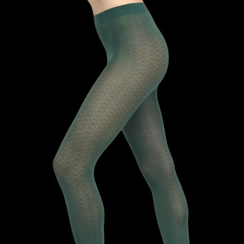 collant_femme__deniers__m_1-3.webp Femme Doré Doré Collants^Collant femme 60 deniers à motif géométriques - Vert thym