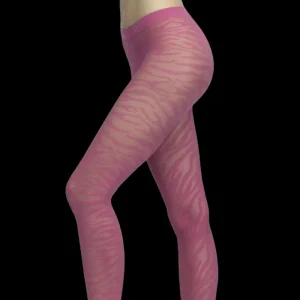 Femme Doré Doré Collants^Collant femme zébré jambe inversée - Flamboyant
