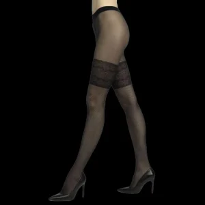 Femme Doré Doré Collants^Collants à petits losanges et jarretière -