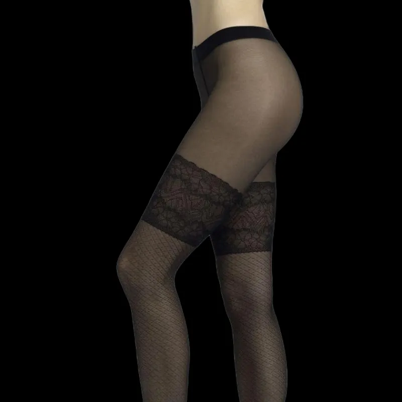 collants__petits_losanges_1.webp Femme Doré Doré Collants^Collants à petits losanges et jarretière -