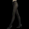 Femme Doré Doré Collants^Collants en coton ajouré avec motifs chevron -