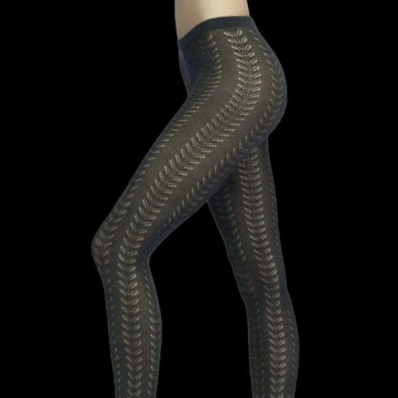 collants_en_coton_ajour_a_1-1.webp Femme Doré Doré Collants^Collants en coton ajouré avec motifs chevron - Gris