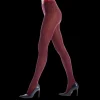 Femme Doré Doré Collants^Collants pour femmes en coton côtelé - Couleur prune