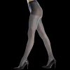 Femme Doré Doré Collants^Collants transparents unis à effet brillant pour femmes - Gris Brouillard & Bleu Port