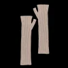 Doré Doré Gants^Gants longs unisexes unis en laine et cachemire sans doigts - Beige chrysalide
