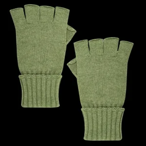 Doré Doré Gants^Gants sans doigt (mitaine) en laine et cachemire - Vert tremble
