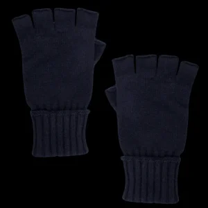 Doré Doré Gants^Gants sans doigt (mitaine) en laine et cachemire - Bleu marine