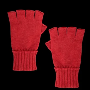 Doré Doré Gants^Gants sans doigt (mitaine) en laine et cachemire - Rouge Ponceau
