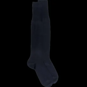 Homme Doré Doré Chaussettes Hautes^Mi bas homme 100% fil d'écosse maille jersey - Bleu foncé