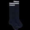 Enfant Doré Doré Chaussettes Hautes^Mi-bas coton enfant fantaisie à bandes - Bleu foncé