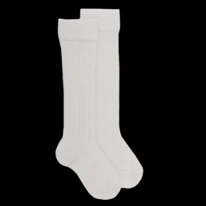 Enfant Doré Doré Chaussettes Hautes^Mi-bas enfant ajourés en coton - Blanc Givre