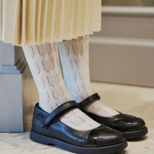 Enfant Doré Doré Chaussettes Hautes^Mi-bas enfant ajourés en coton - Blanc Givre