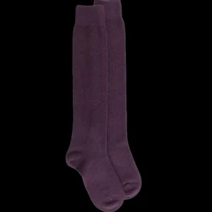 Femme Doré Doré Chaussettes Hautes^Mi-bas femme Douceur en laine et cachemire - Violet mûrier
