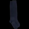 Femme Doré Doré Chaussettes Hautes^Mi-bas femme Douceur en laine et cachemire - Bleu marine