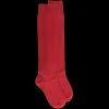 Femme Doré Doré Chaussettes Hautes^Mi-bas femme Douceur en laine et cachemire - Rouge Ponceau