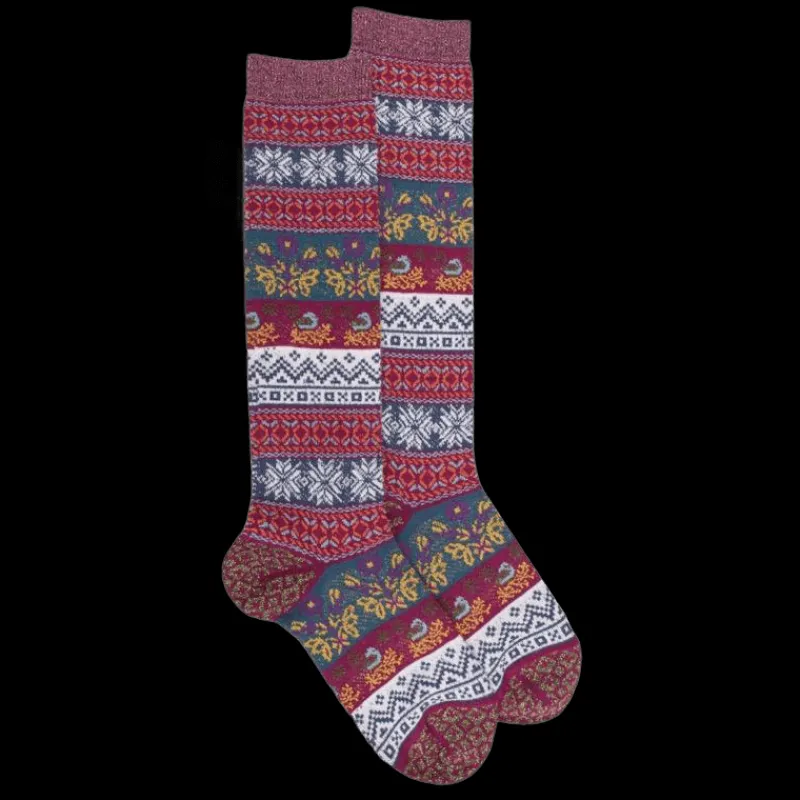 mibas_femme_en_laine__mot_0.webp Femme Doré Doré Chaussettes Hautes^Mi-bas femme en laine à motif de Noël -