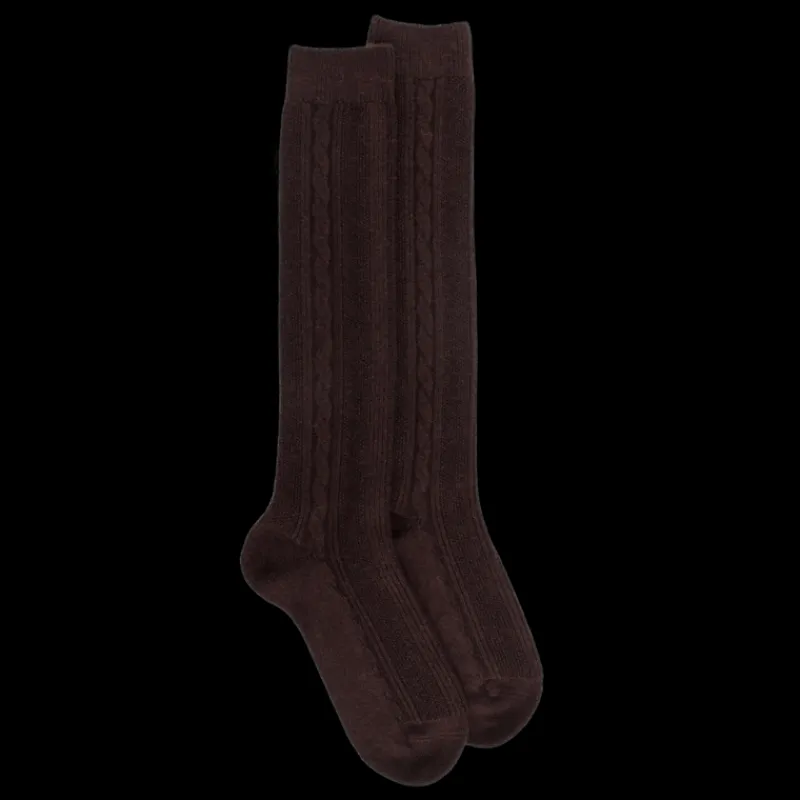 mibas_femme_en_laine_et_c_0-2.webp Femme Doré Doré Chaussettes Hautes^Mi-bas femme en laine et cachemire à motif torsadés - Marron Chocolat