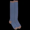 Femme Doré Doré Chaussettes Hautes^Mi-bas femme en laine polaire et coton ajouré effet brillant - Bleu saphir & noisette
