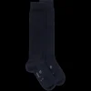 Femme Doré Doré Chaussettes Hautes^Mi-bas femme Sensation en laine et coton - Bleu marine foncé