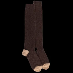 Homme Doré Doré Chaussettes Hautes^Mi-bas homme en laine polaire - Couleur café & Beige Désert