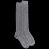 Femme Doré Doré Chaussettes Hautes^Mi-bas torsadés pour femme en laine et cachemire - Gris