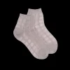 Femme Doré Doré Socquettes^Socquette en fil d'Ecosse pour femmes, de couleur unie, avec un travail de transparence - Gris Métal