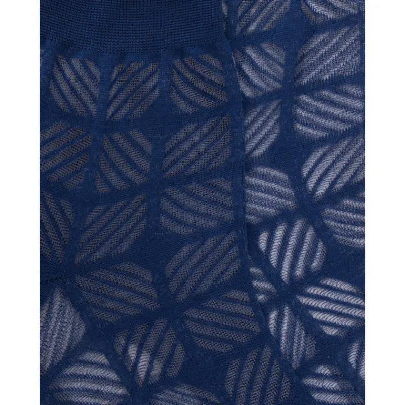 socquette_en_fil_decosse__1.webp Femme Doré Doré Socquettes^Socquette en fil d'Ecosse pour femmes, de couleur unie, avec un travail de transparence - Bleu Voilier