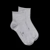Femme Doré Doré Socquettes^Socquettes avec bord roulé en coton égyptien - Gris