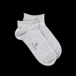 Femme Doré Doré Socquettes^Socquettes courtes avec bord roulé en coton égyptien - Gris clair