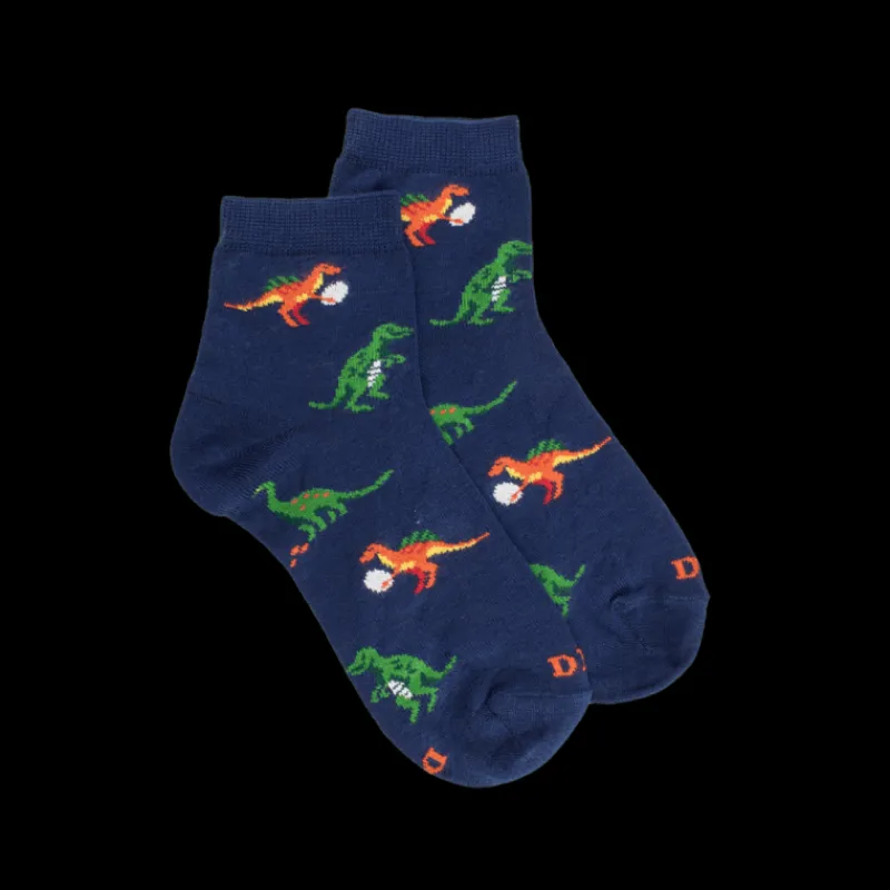 socquettes_courtes_pour_e_0.webp Enfant Doré Doré Socquettes^Socquettes courtes pour enfants en fil d'Ecosse à motifs de dinosaures - Bleu Voilier