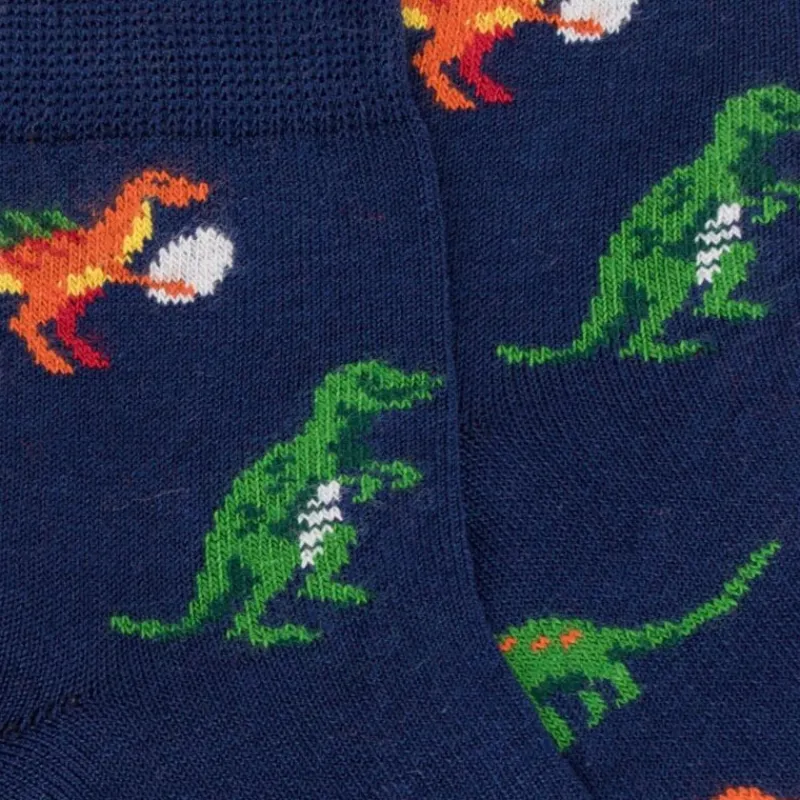 socquettes_courtes_pour_e_1.webp Enfant Doré Doré Socquettes^Socquettes courtes pour enfants en fil d'Ecosse à motifs de dinosaures - Bleu Voilier