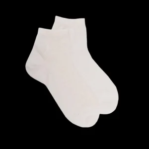 Femme Doré Doré Socquettes^Socquettes en coton uni pour femmes avec traitement par transparence - Blanc Givre