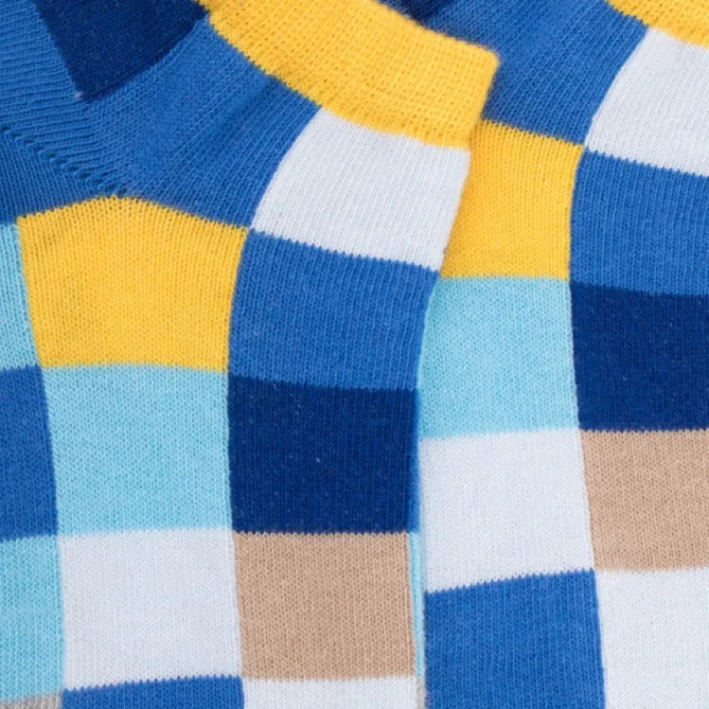 socquettes_enfant__carrea_1-1.webp Enfant Doré Doré Socquettes^Socquettes enfant à carreaux en coton - Bleu Bassin & Jaune Papaye