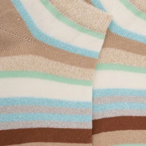 Enfant Doré Doré Socquettes^Socquettes enfant à rayures en coton avec effet brillant - Beige Grège