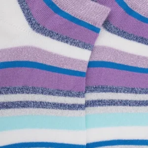Enfant Doré Doré Socquettes^Socquettes enfant à rayures en coton avec effet brillant - Blanc & Violet Crocus