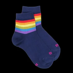 Enfant Doré Doré Socquettes^Socquettes enfant en fil d"écosse Arc en Ciel - Bleu marine