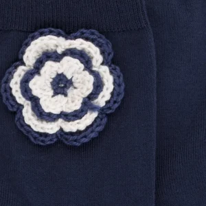 Enfant Doré Doré Socquettes^Socquettes enfant en fil d'écosse avec fleur au crochet