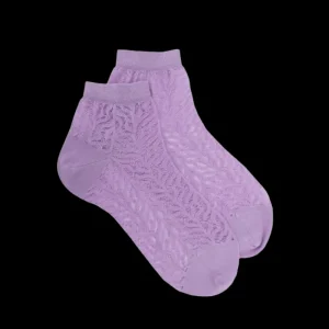Femme Doré Doré Socquettes^Socquettes femme ajourées en fil d'Écosse - Rose Corolle