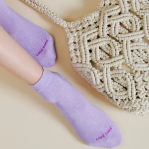 Femme Doré Doré Socquettes^Socquettes femme en coton avec effet brillant - Violet Crocus