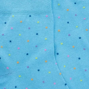 Femme Doré Doré Socquettes^Socquettes femme en fil d'Écosse à pois multicolores - Bleu Pirogue