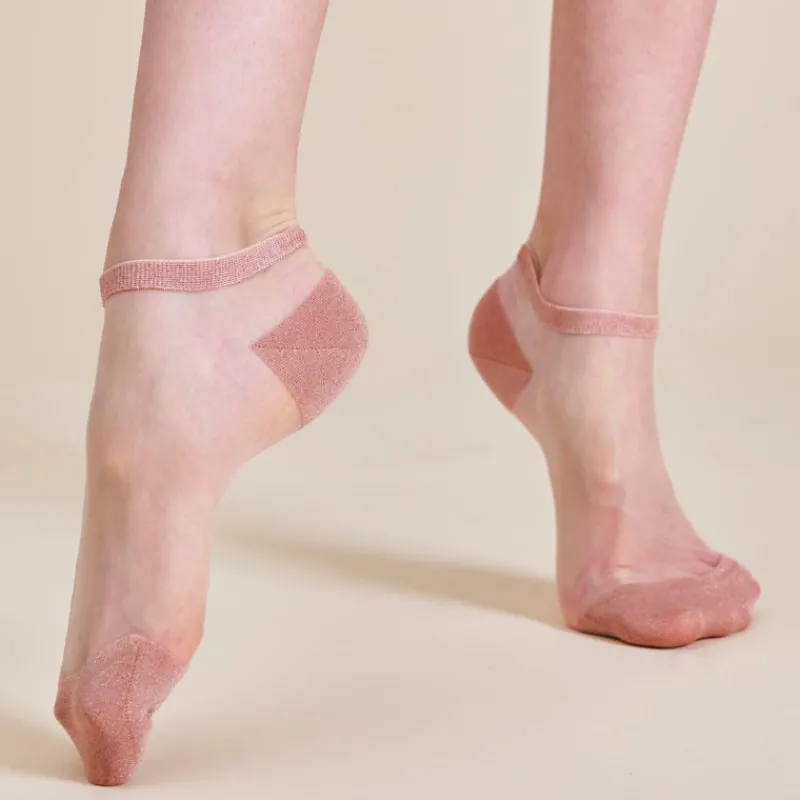 socquettes_femme_en_polya_1.webp Femme Doré Doré Socquettes^Socquettes femme en polyamide avec pointes et talons lurex -