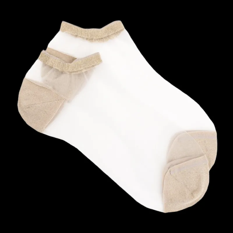 socquettes_transparentes__0-3.webp Femme Doré Doré Socquettes^Socquettes transparentes avec pointes et talons brillants lurex - Blanc et