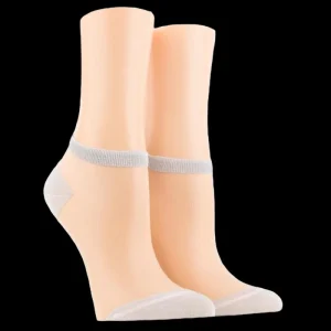 Femme Doré Doré Socquettes^Socquettes transparentes avec pointes et talons brillants lurex - Blanc et