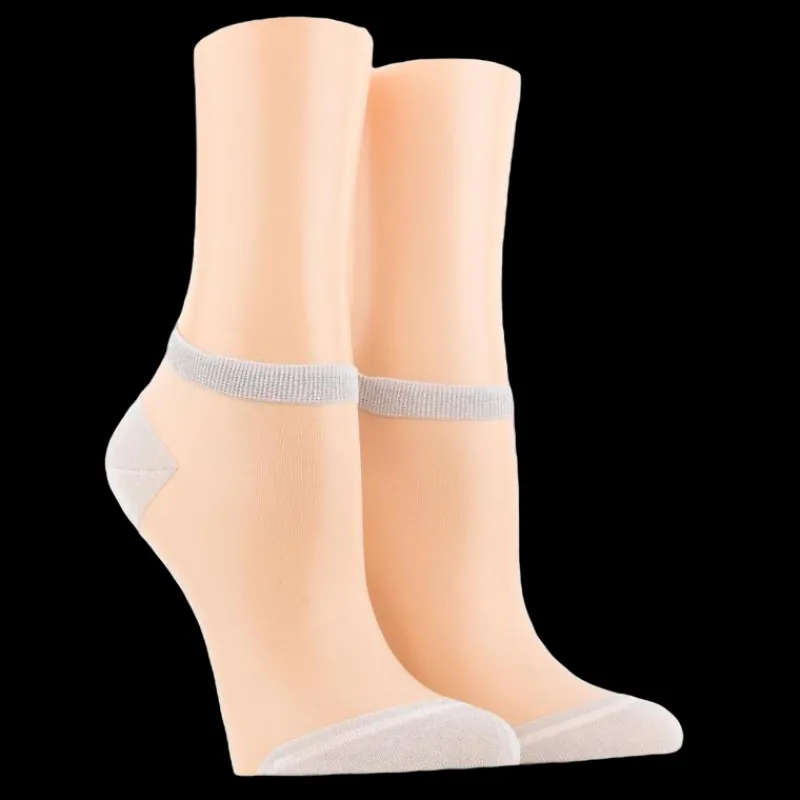 socquettes_transparentes__2.webp Femme Doré Doré Socquettes^Socquettes transparentes avec pointes et talons brillants lurex - Blanc et