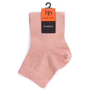 Femme Doré Doré Socquettes^Soquettes femme en coton avec effet brillant - Rose Praline
