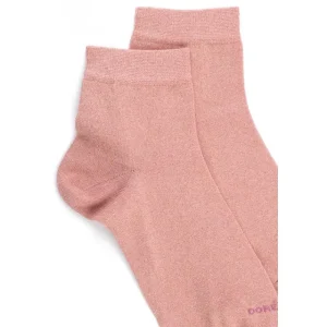 Femme Doré Doré Socquettes^Soquettes femme en coton avec effet brillant - Rose Praline